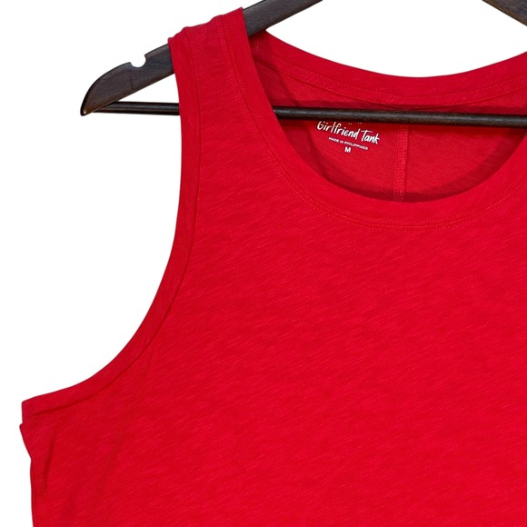 J. Crew Girlfriend Tank Top Red Sleeveless Scoop Neck Basic Cotton Blend Size M - Picture 3 of 9
